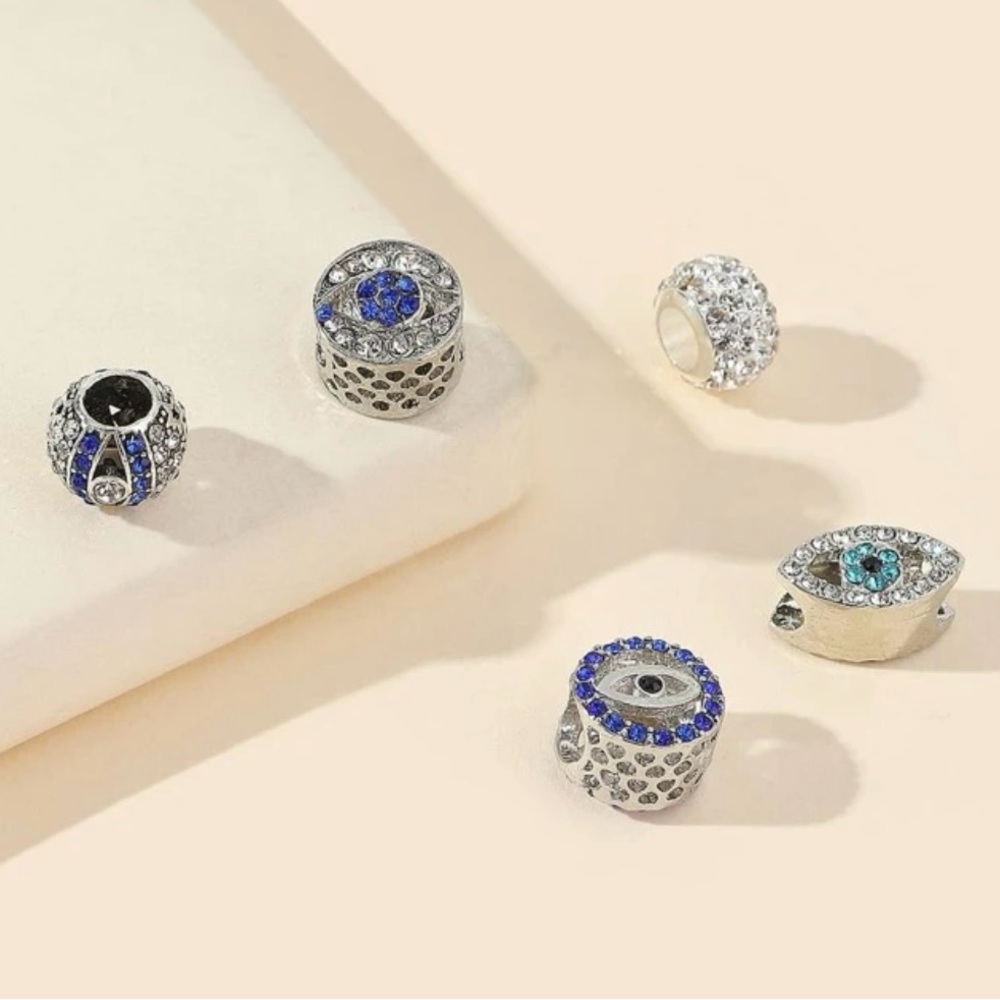 🆕🧿 5Pc Beautiful Rhinestone Evil Eye Charms NWT
